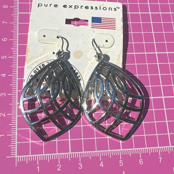 Pure Expressions earrings silver mash teardrop new with tag - Picture 2 of 4